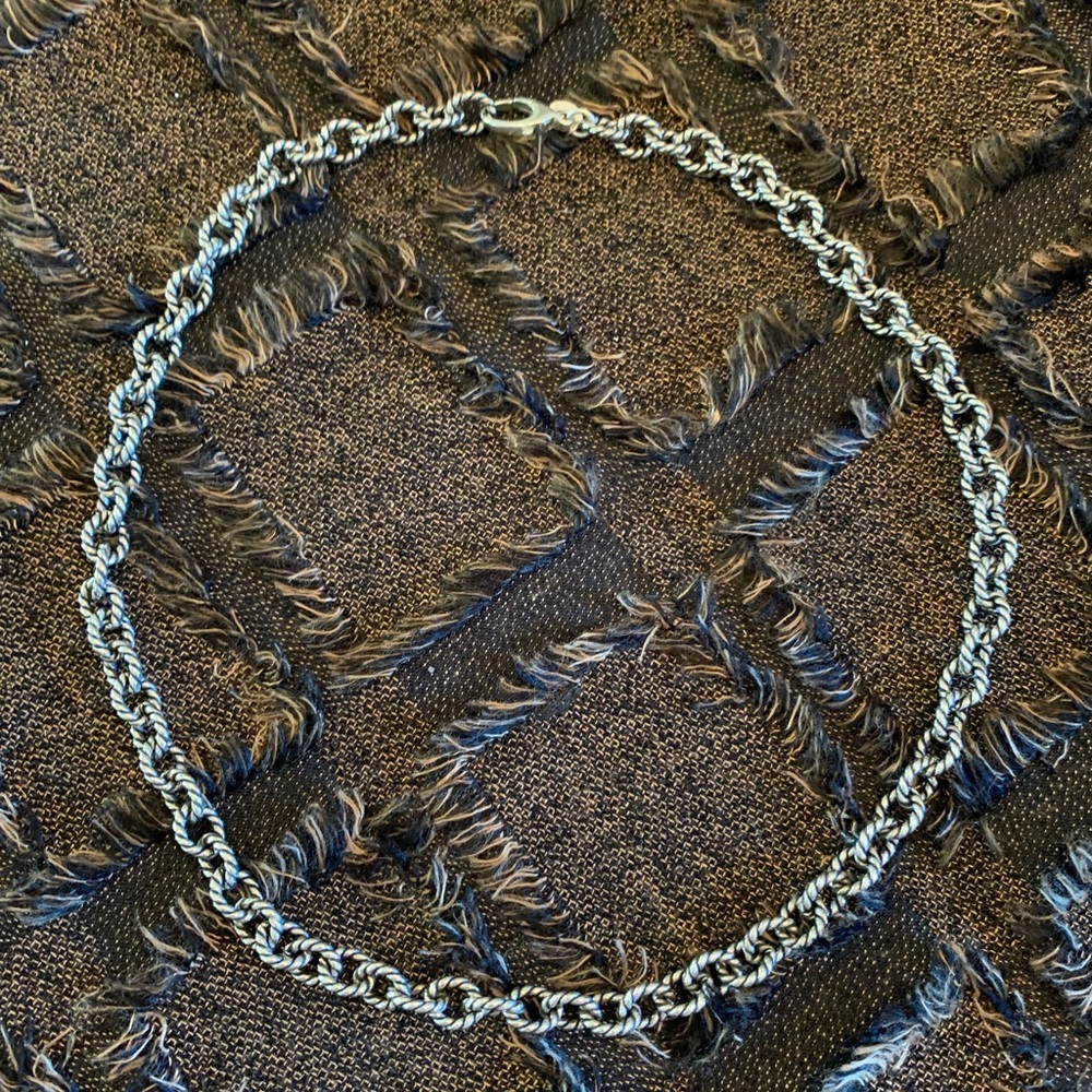 Sterling Silver 925 20” Bold Round Link Chain with Rope Detailing on Links